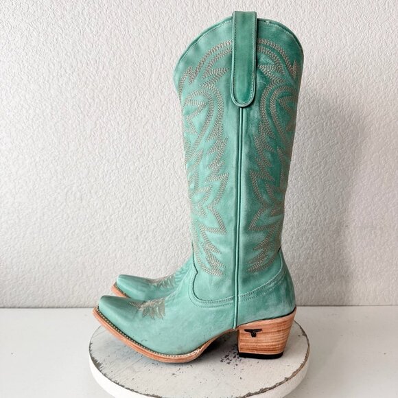 Lane SMOKESHOW Womens Cowboy Boots 9 Taos Turquoise Western Cowgirl Mid Calf NWT - Picture 4 of 11